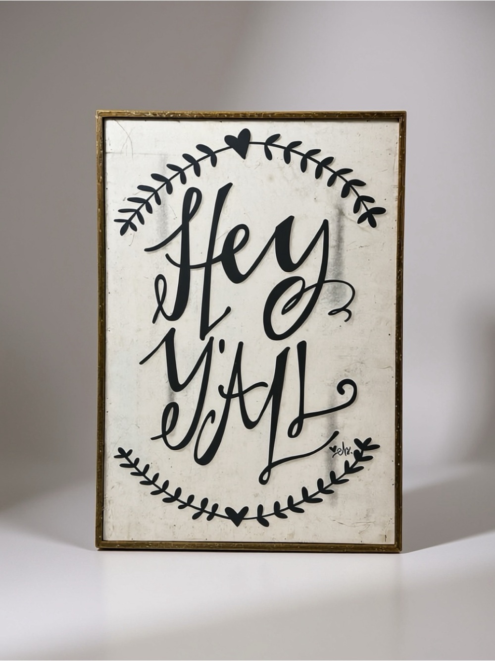 Hey Y'All Black and White Wall Sign w Brown Accent 16x23x1
